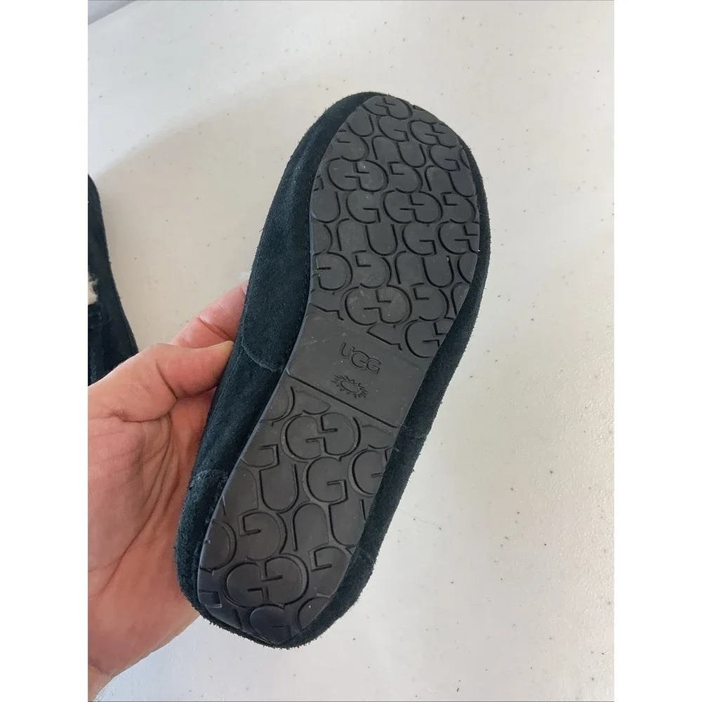 UGG Ansley Slipper Suede Kid Youth 3 BlackShearling Lining Slip‎ On Driver